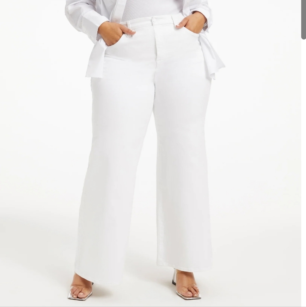 GOOD AMERICAN Ivory Good Waist Palazzo Jeans sz 16